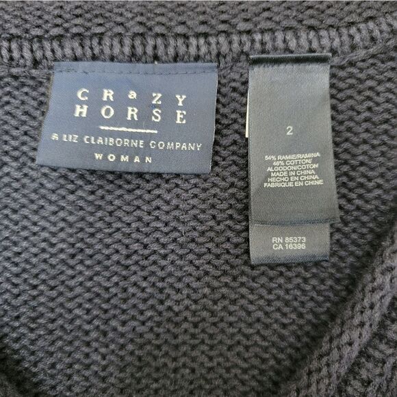 Crazy Horse Liz Claiborne Heavy Knit Coastal Sweater Full Front Zipper Size 2X - Picture 7 of 10